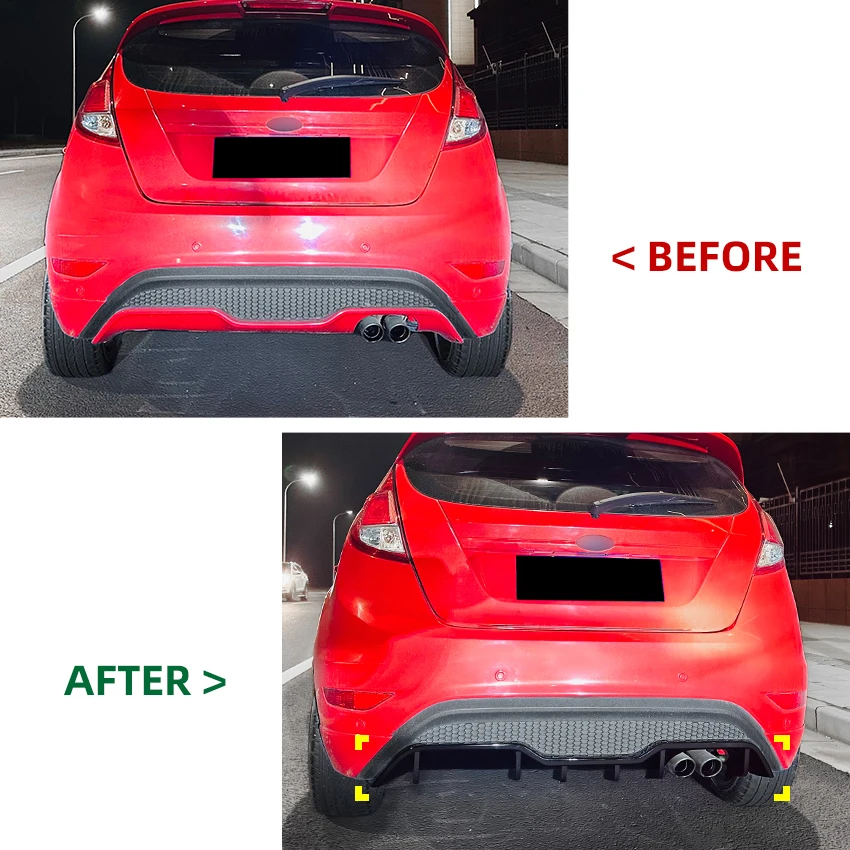 For Ford Fiesta ST MK7 2012-2017 Car Rear Lip Guard Protect Accessories Auto Rear Bumper Diffuser Chin Lower Exterior Modified