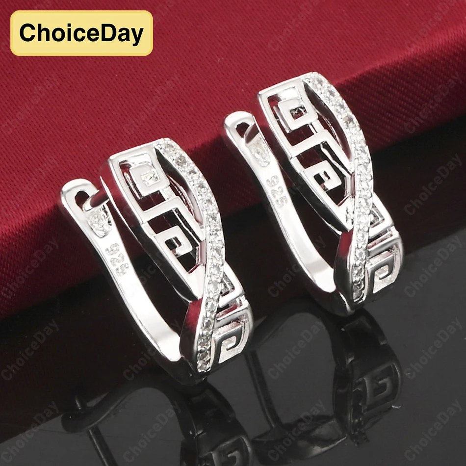 

ChoiceDay 925 Sterling Silver Exquisite Pattern Hollow Earrings Women Accessories Gift Fashion Party Charm Jewelry