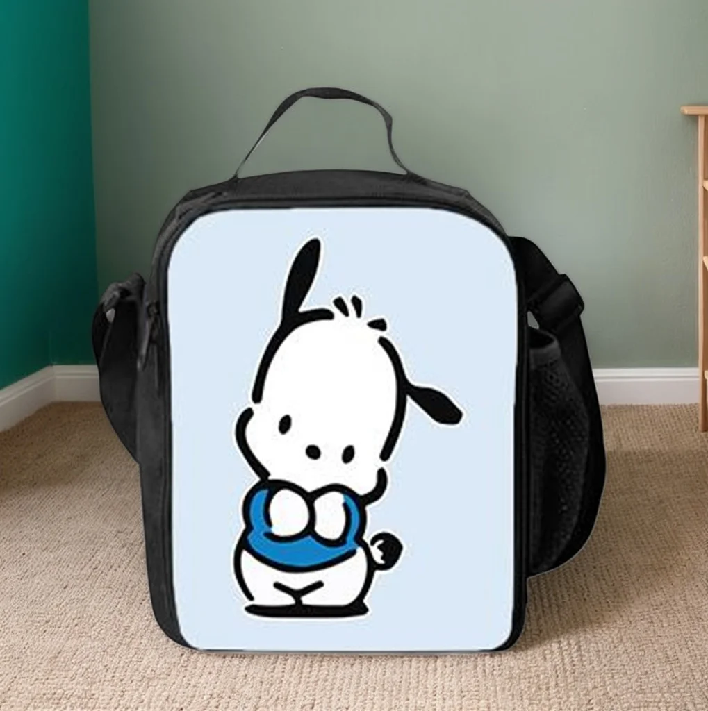 Boy Girl Cute Pochacco Graphic Lunch Bag Student Back to School Cooler Bag-Insulated Lunch Box for Kids