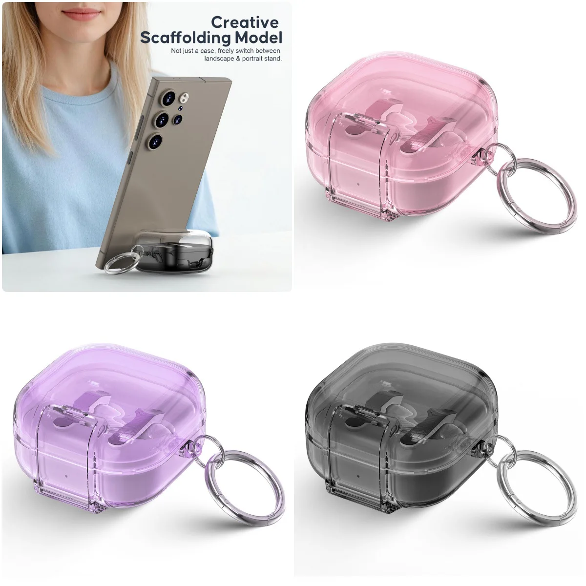 For Samsung Galaxy Buds4 / 4 Pro Earbuds Protective Storage Case Galaxy Buds4 Pro TPU Protective Box with Hook