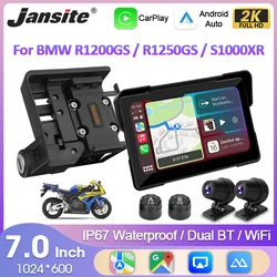 Jansite 7'' 2K Special For BMW R1200GS ADV/ R1250GS ADV/S1000XR Motorcycle GPS Navigation Carplay Android Auto Motorbike Monitor