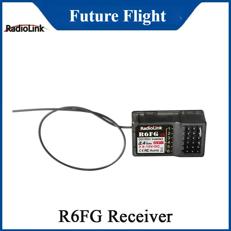 Radiolink RC Receiver R6FG 6 Channel 2.4G HV Servo RX with Gyro for RC Car Boat RC8X/RC6GS/RC4GS/T8FB/T8S Transmitter
