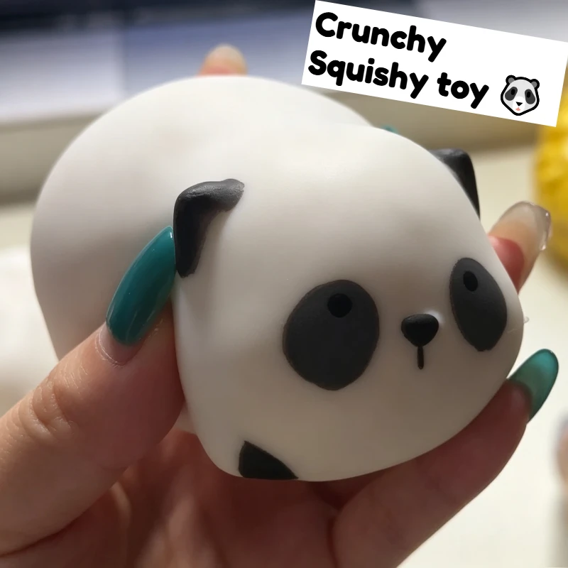 Knuspriger Panda Squishy Stressball Fidget Toy Quetschspielzeug Runde Blöcke Gefüllt ASMR Anti-Stress Entspannungs-Handspielzeug Geschenk
