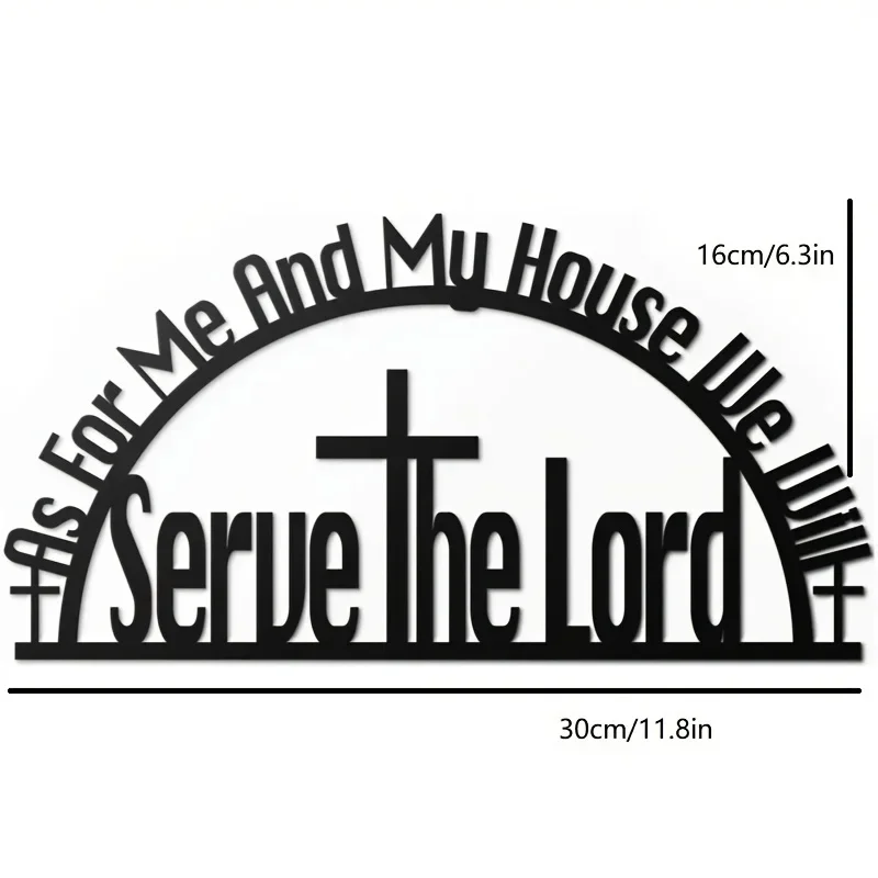 1pc Metal Bible Verses Wall Decor As for Me And My House Sign, As for Me And My House Christian Wall Decor (Black)