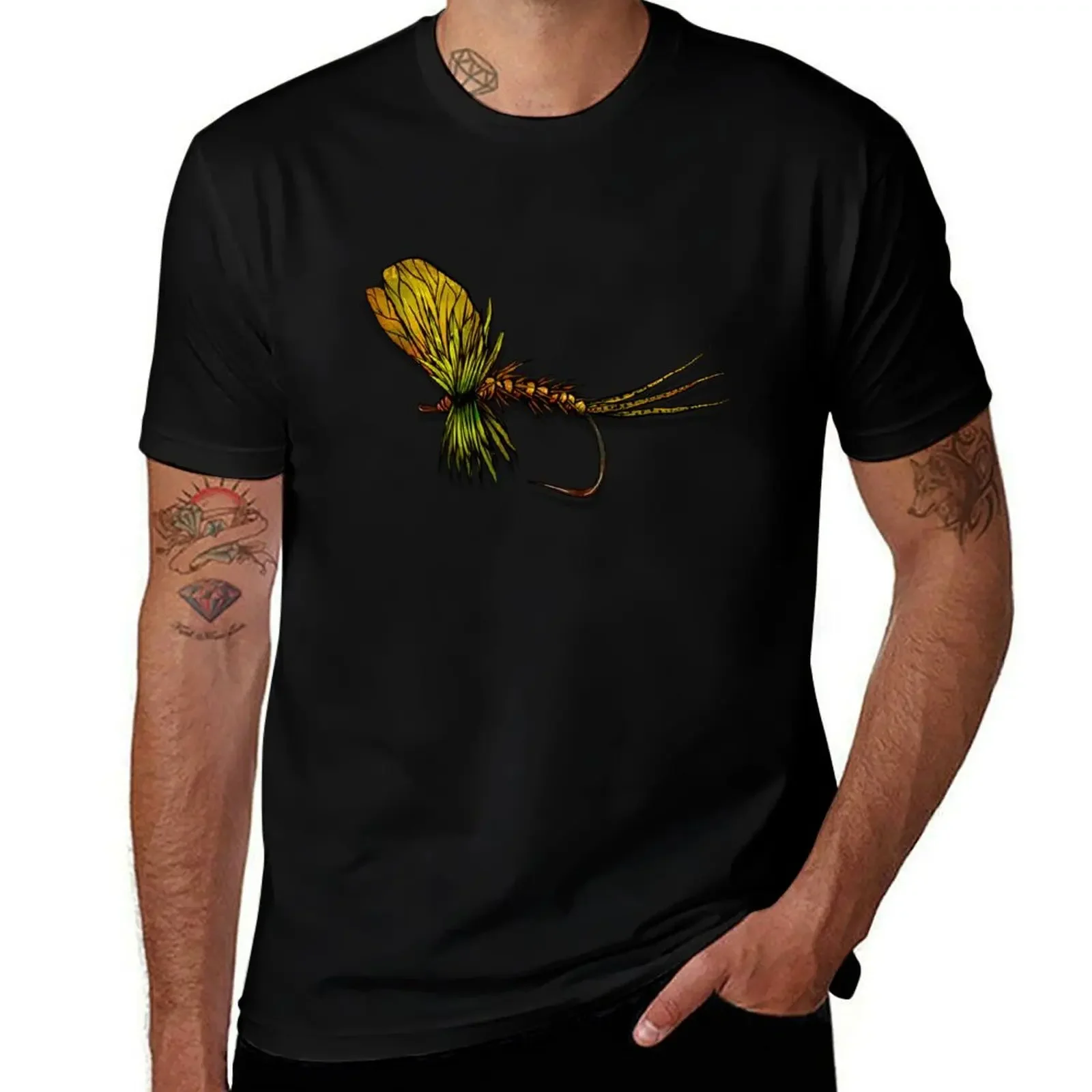 Футболка Dryfly, футболки на заказ, винтажная одежда, забавные футболки, винтажная мужская футболка