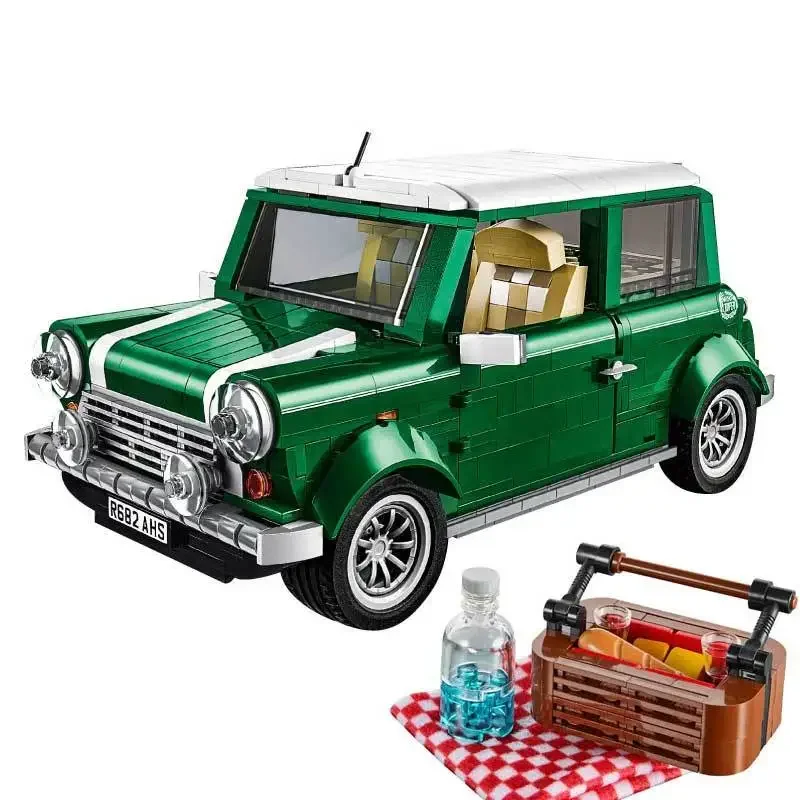 Blocos de construção Mini Cooper Car Green Automobile Model Toys, 10242 Tijolos, Aniversário e Presente de Natal, MK VII