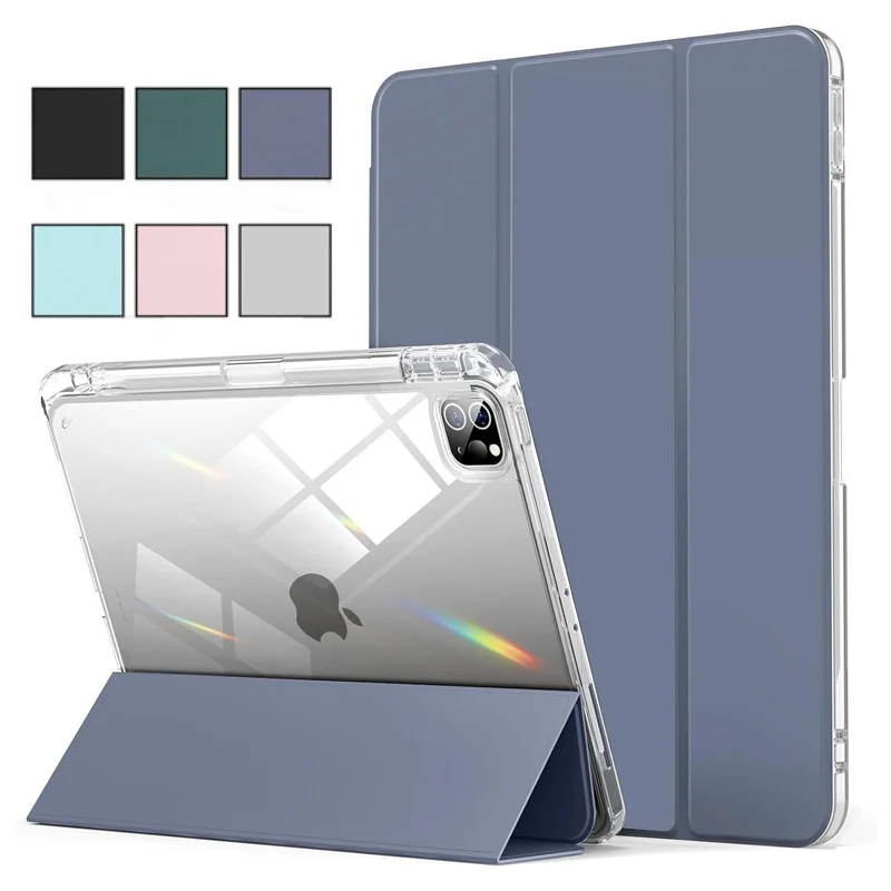 For iPad Case 10.2 9th 8/7/6 10th Generation Pro 11 12.9 2022 Air 13 2024 Clear Pencil Holder Funda For iPad Air 5 4 10.9 Cases