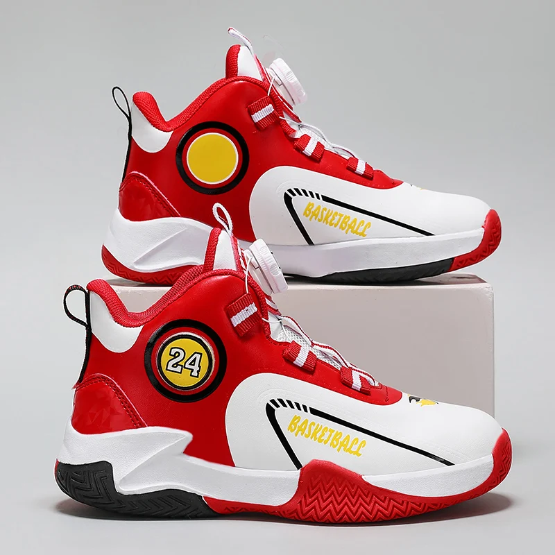 

A pair of children's four-season high-top leather basketball shoes, comfortable sneakers, sizes 31-40，CT-2228