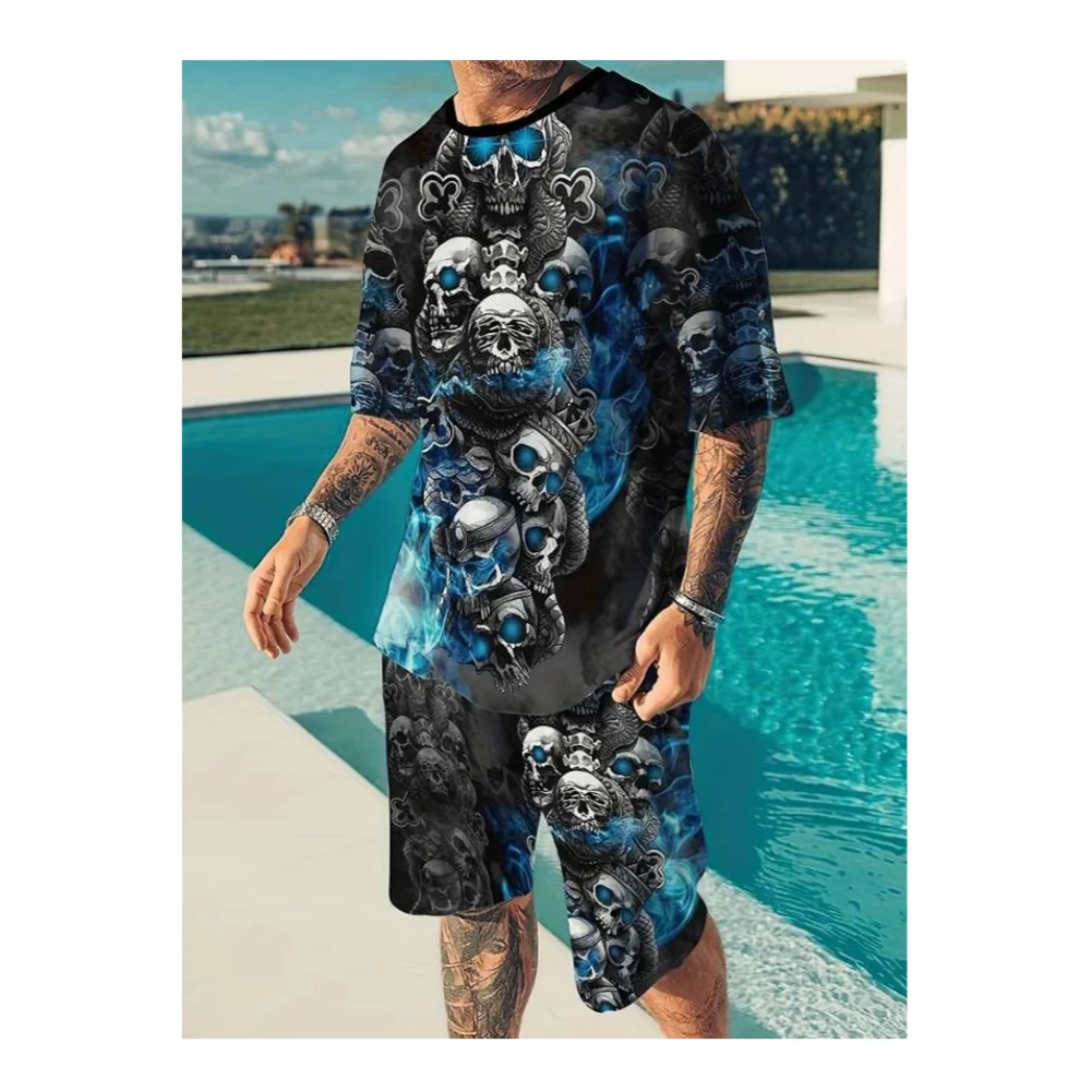 2024 moda esportiva masculina manga curta camiseta e shorts esportivos verão casual vintage patchwork terno masculino de duas pe