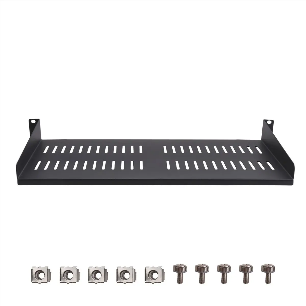 INABEZ 1U Server Rack Mount Shelf Vented Cantilever Tray for 19Inch Network Equipment Rack & Cabinet