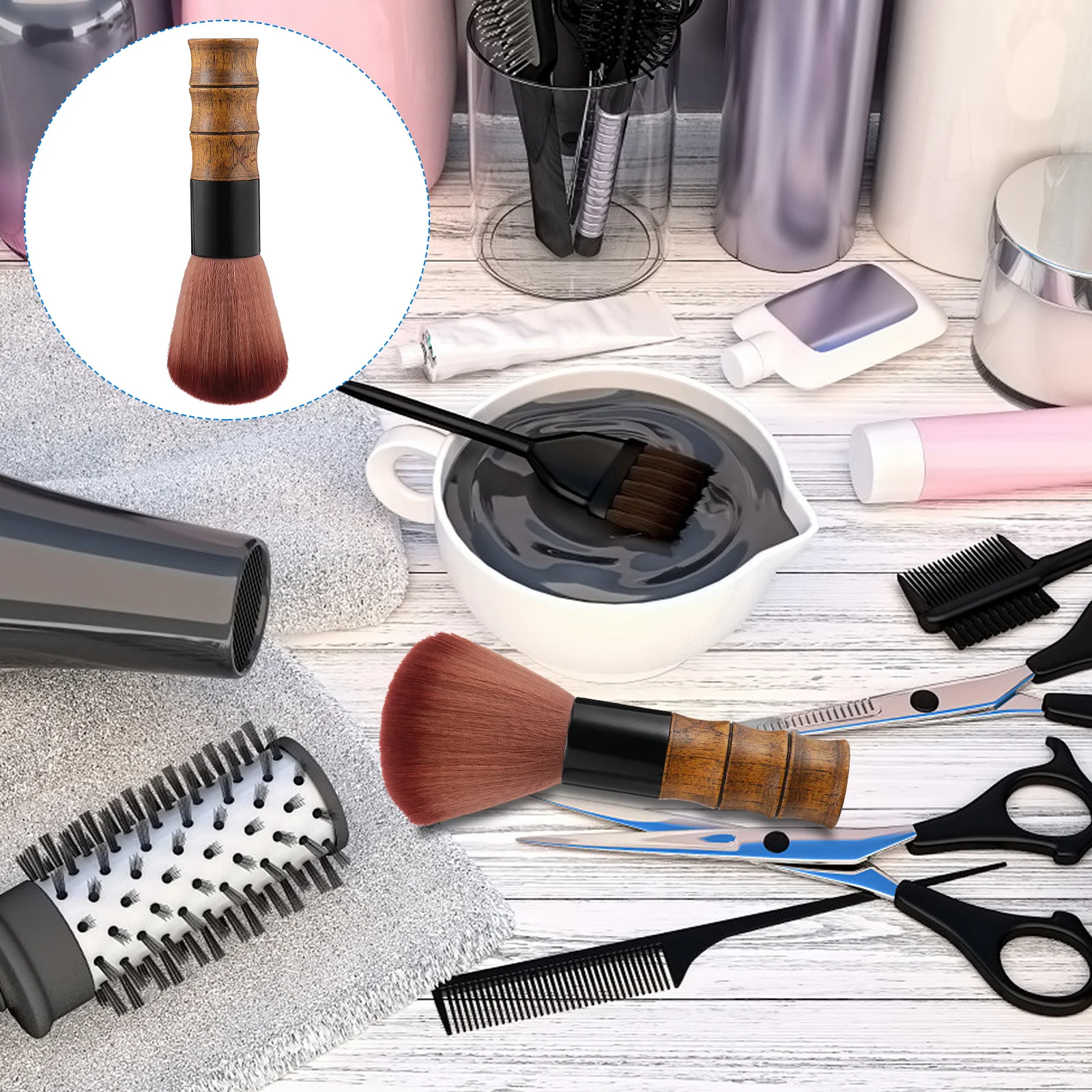 

1Pcs Neck Hair Cleaning Brush Wood Handle Soft Hairdressing Brush Broken Hair Removal Salon Tool Comfortable Elastic