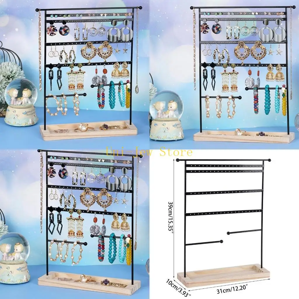 

40GB Tiered Jewelry Display with Dish Tray 6 Layer Jewelry Stand with Hole for Necklaces Earrings Tabletop Decor