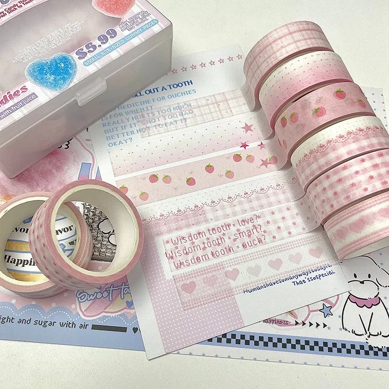 6pcs/lot Kawaii Decorative Paper Tape Set Washi Tape Pack For DIY Journals Hand Book Material School Office Stationery view 4