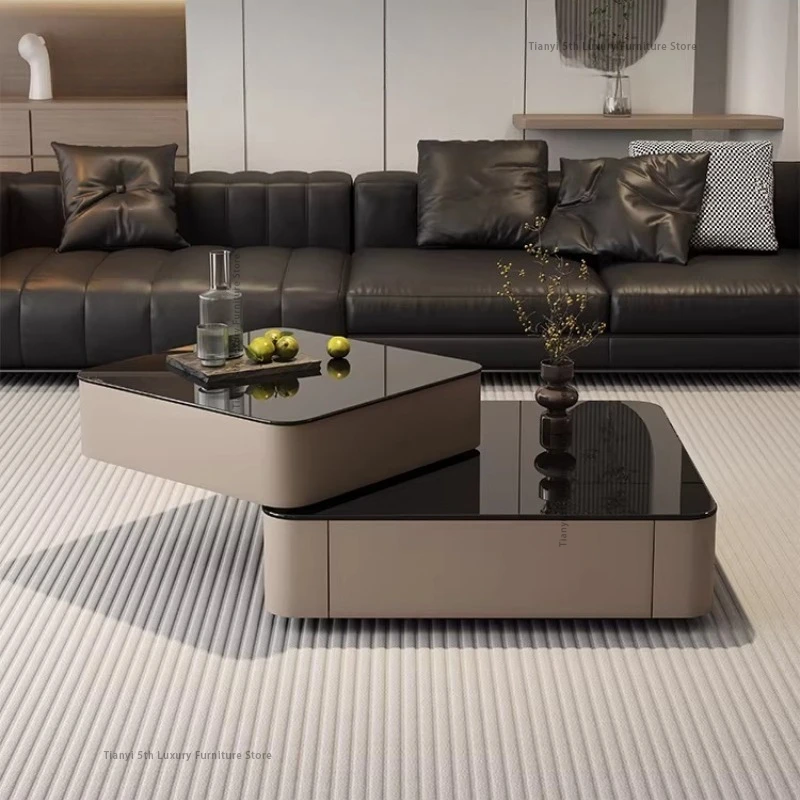 

Роскошный вращающийся журнальный столик в итальянском стиле, высококачественный квадратный журнальный столик в скандинавском стиле для гостиной, элитная дизайнерская мебель для дома FYCT