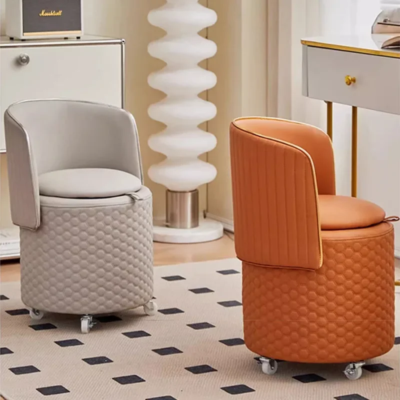 Nordic folding storage makeup stool Internet celebrity storage rotating stool Modern simple bedroom light luxury removable