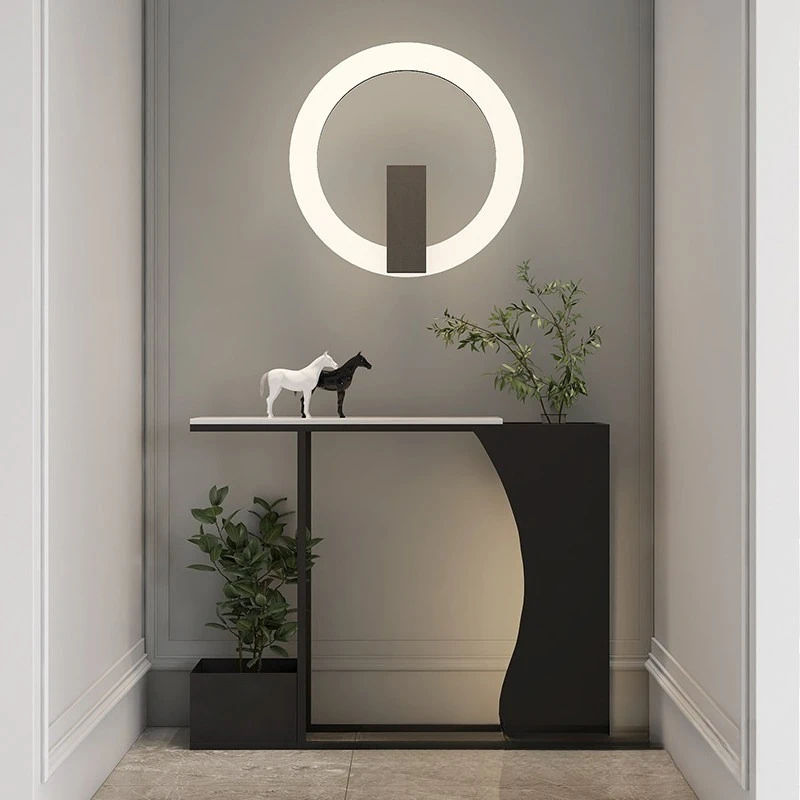 Modern Entrance Table Light Luxury With Lamp Extremely Narrow Entrance Hall Corridor Creative Marble High-end Flower Stand Entra
