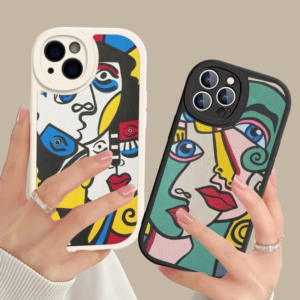 Abstract Vintage Painting Pablo Picasso Phone Case Hard Leather For IPhone 16 15 14 13 12 Mini 11 14 Pro Max Xs X Xr 7 8 Plus