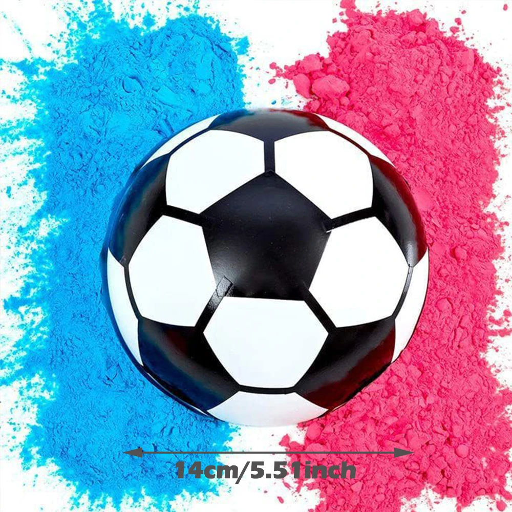 1 Set Gender Reveal Party Football, Plastic Soccer With Pink & Blue Corn Powder image 2