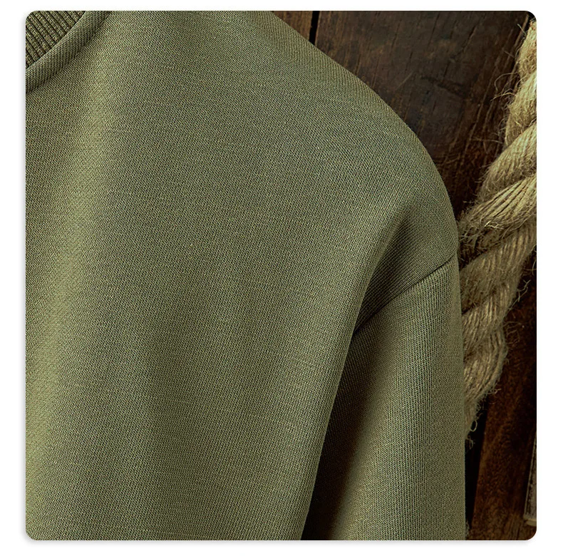 Heavyweight men's autumn and winter solid color terry cotton men's clothing crew neck long sleeve loose casual sweatshirt