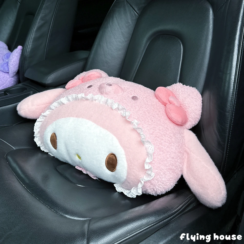 Lindo Sanrio cojín para reposacabezas asiento de coche dibujos animados Kuromi My Melody Cinnamoroll Pom Purin almohada cómoda decoración del hogar