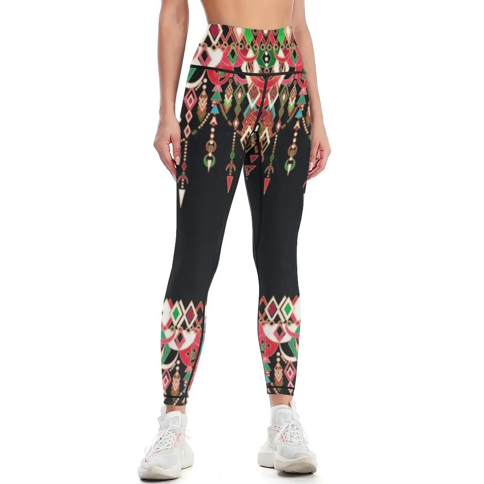 

Modern Deco in Red and Black Leggings joggers for Women's fitness high waist Women's tights Womens Leggings