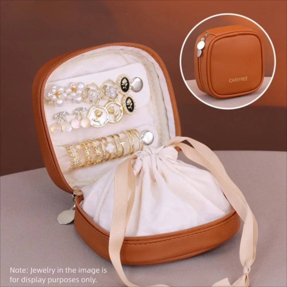 

Мини-портативная упаковочная сумка для ювелирных изделий из искусственной кожи, органайзер, дорожные серьги, сумка для сортировки колец, ожерелье, браслет, сумка для хранения на шнурке