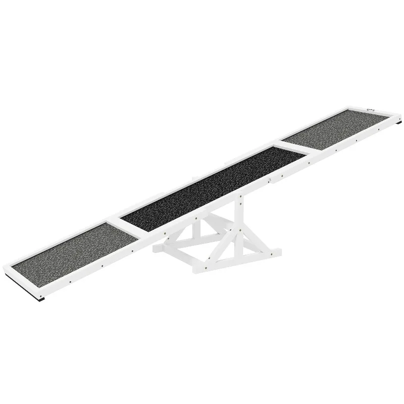 

Dog Agility Seesaw 82.7x15.7x13.8 Inch with Anti Slip Surface Color Marked Zones Training Equipment for Dogs Up to 88 lbs White