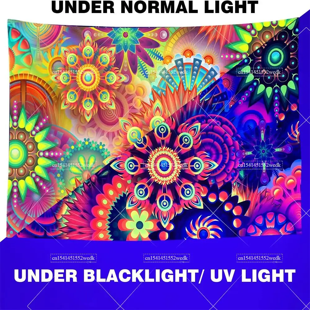 Boho blacklight Falikárpit Színes Mandala Virág- Falikárpit fali Akasztás UV Reagens Esztétikai Izzik óra Lá Homályos Avatás backdrops