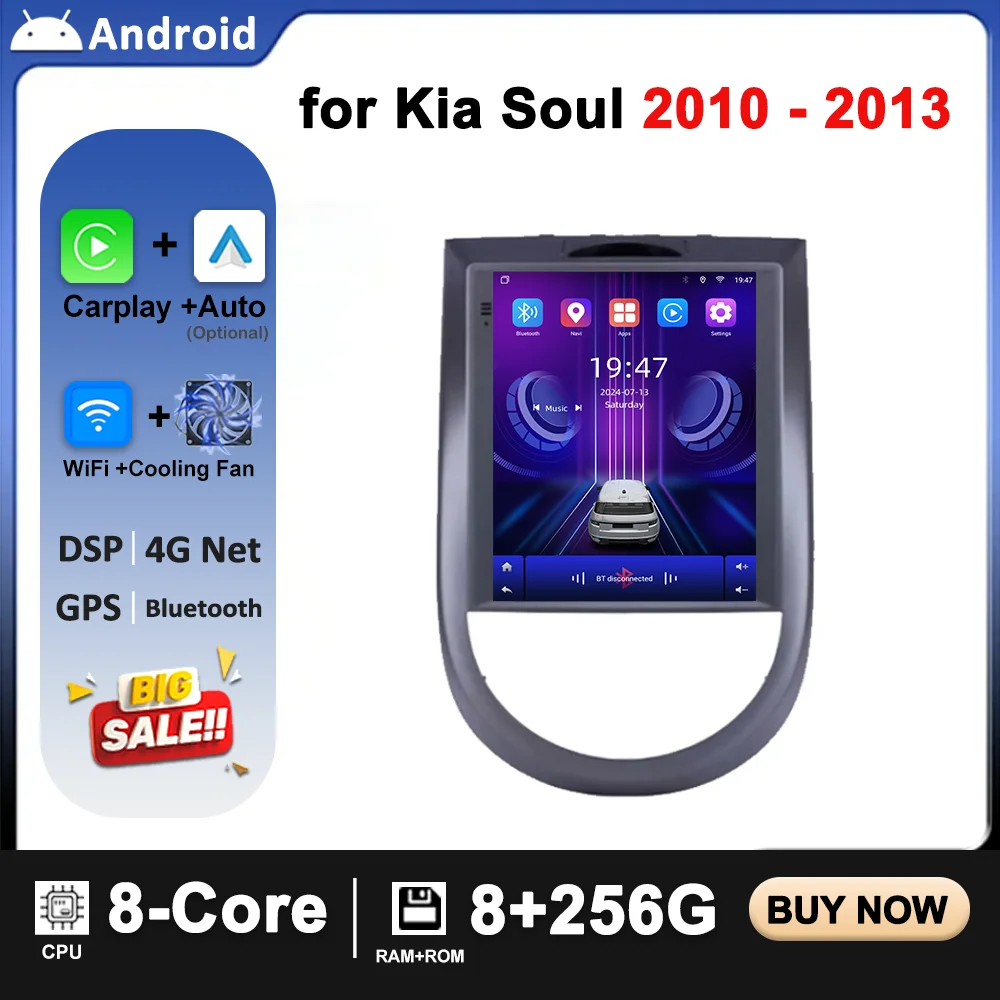 9.7นิ้วสำหรับ Kia SOUL 2010-2013แอนดรอยด์14เครื่องเล่นวิดีโอมัลติมีเดีย GPS navigaion เฮดยูนิตสเตอริโอเสียง2 DIN