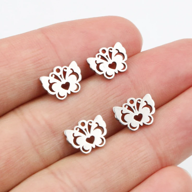 30pcs Stainless Steel Butterfly Charms for DIY Jewelry Making