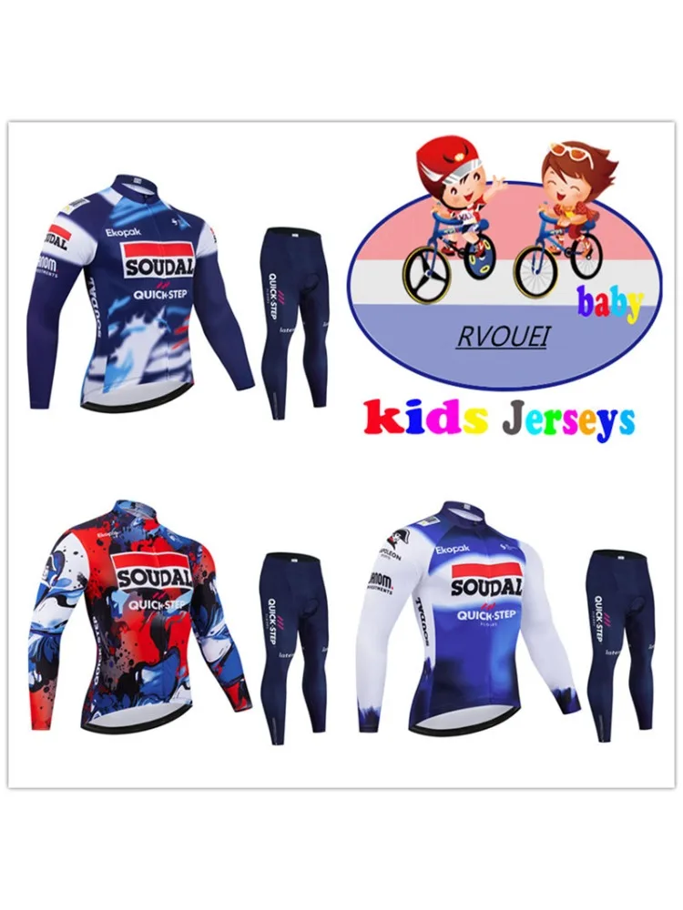 AliExpress Soudal Quick Step Baby Cycling Clothing Children Long Sleeve Jersey Set Breathable Sportswear Kids Bicycle Maillot Ciclismo