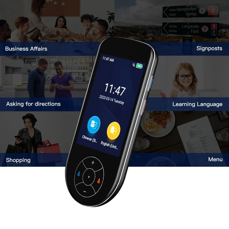 V600 Language Translation Device Real-Time Voice Translation Device Black For Learning, Business