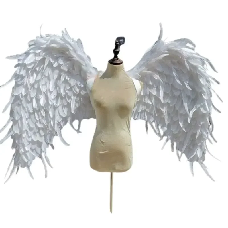 Large White Feathered Angel Wings for Cosplay Costume Wedding Photography Props Elegant Back Accessories for Party Dress Up