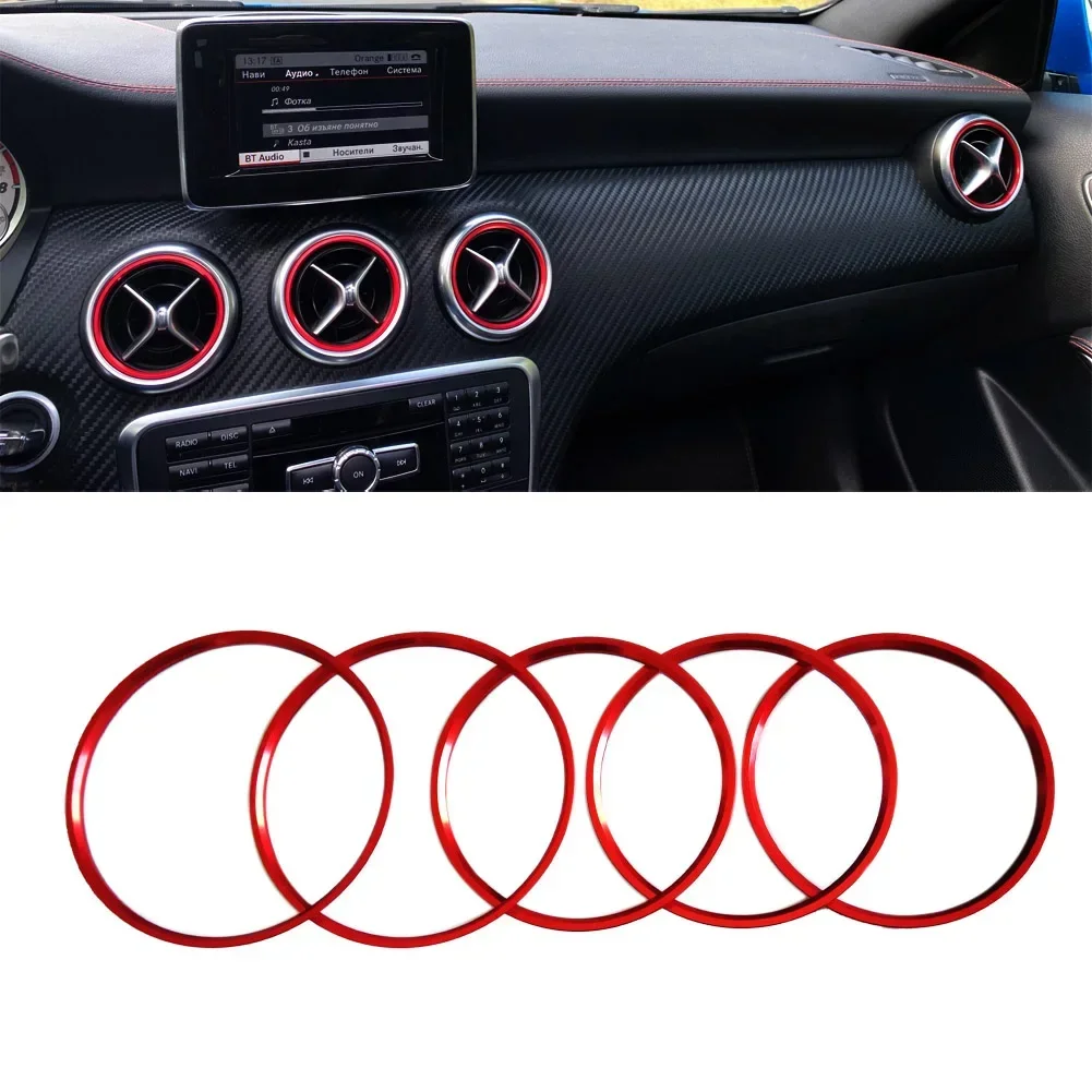 5Pcs/Set Air Conditioner Vent Outlet Ring Trim Decor for Mercedes Benz A B GLA CLA Class W176 W246 C117 X156 AMG 2012-2018