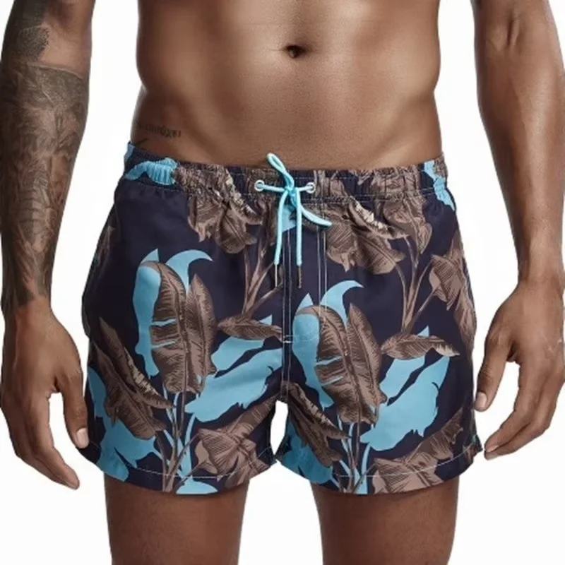 Striped Pattern Beach Shorts for Men Quick-Dry Drawstring Waist Comfortable Casual Shorts for Seaside Pool Vacation Lightweight