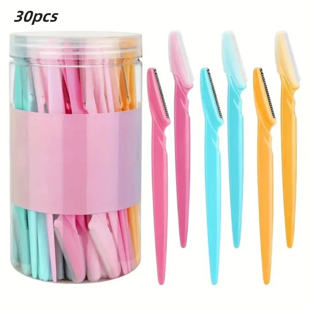 30/12/10 Pcs Eyebrow Razor Tools Random Color Set Multipurpose  And Facial Razor With Precision Cover Safety