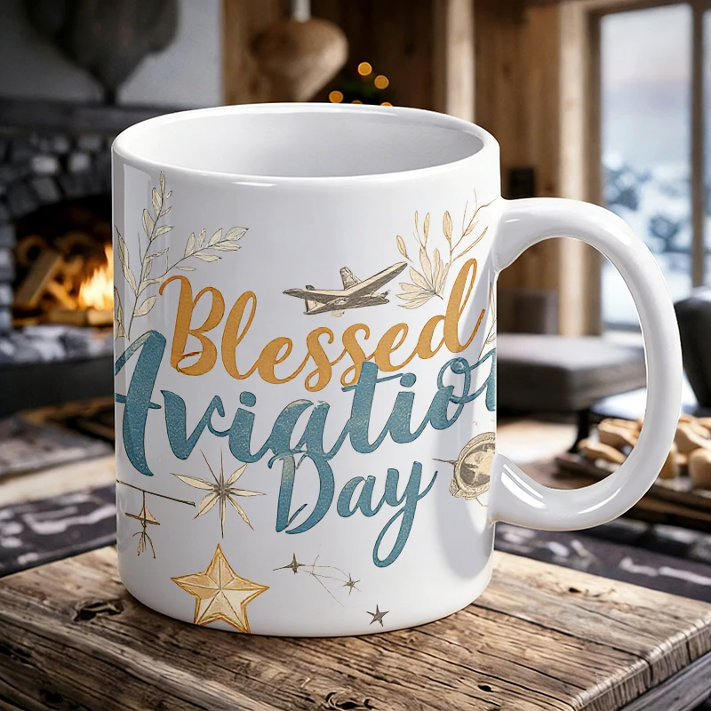 

Cup & Mug Set, Blessed Aviation Day Ceramic Mug, Coffee Mug, Milk Cup, Office Tea Cup, Drinking Cup, Gift for Friends