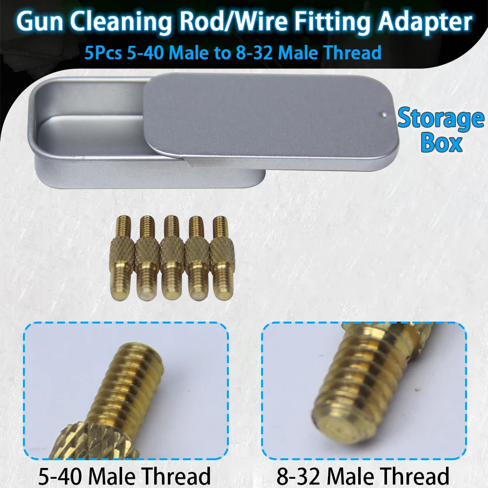 5-teiliges Messing-Reinigungsadapter-Set für Waffen – mit Außengewinde und Innengewinde (5-40, 8-32, 10-32, 5/16-27) für .177/.22/.30/.38 Kaliber Bohrbürsten