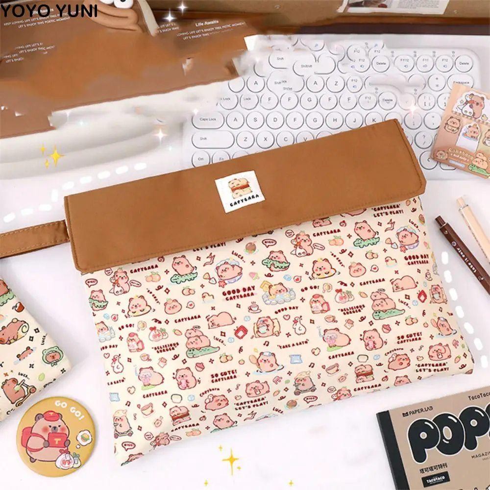 

Washable Fabric Capybara Document Bag Durable Multifunction Capybara File Bag Zipper Pouch Funny Capybara File Folders Student