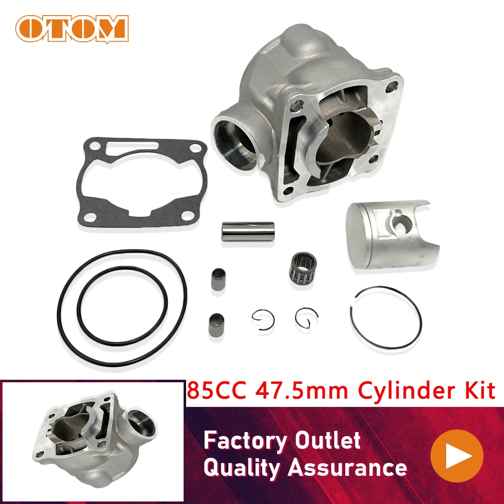 OTOM 85CC 47.5mm Bore Motorcycle Cylinder Kit Cylinder Block Piston Pin Ring Gasket Set For YAMAHA YZ80 YZ85 2 Stock Engine Part