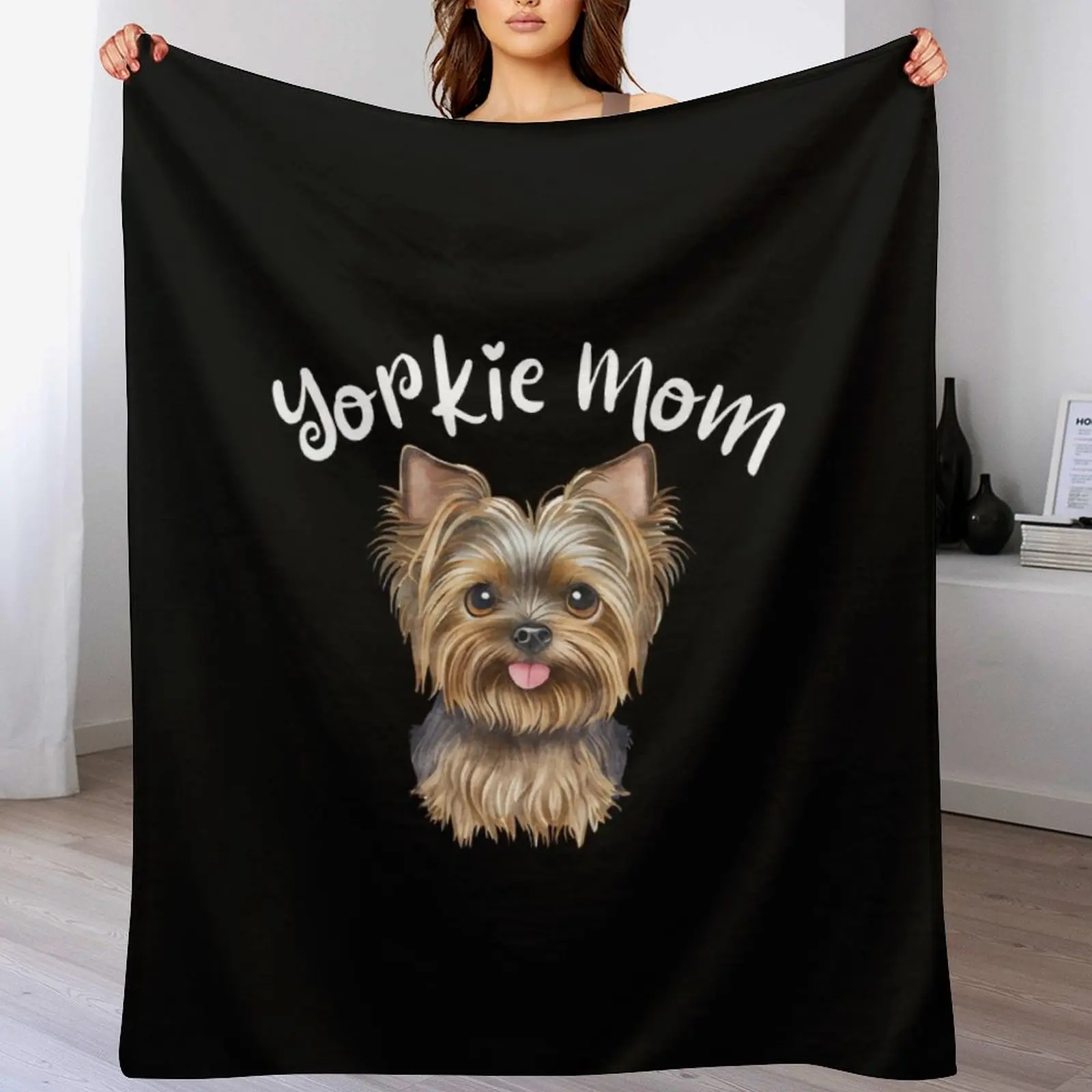 

Yorkie Mom Throw Blanket Plush Fuzzy Cozy Blanket for Couch Sofa