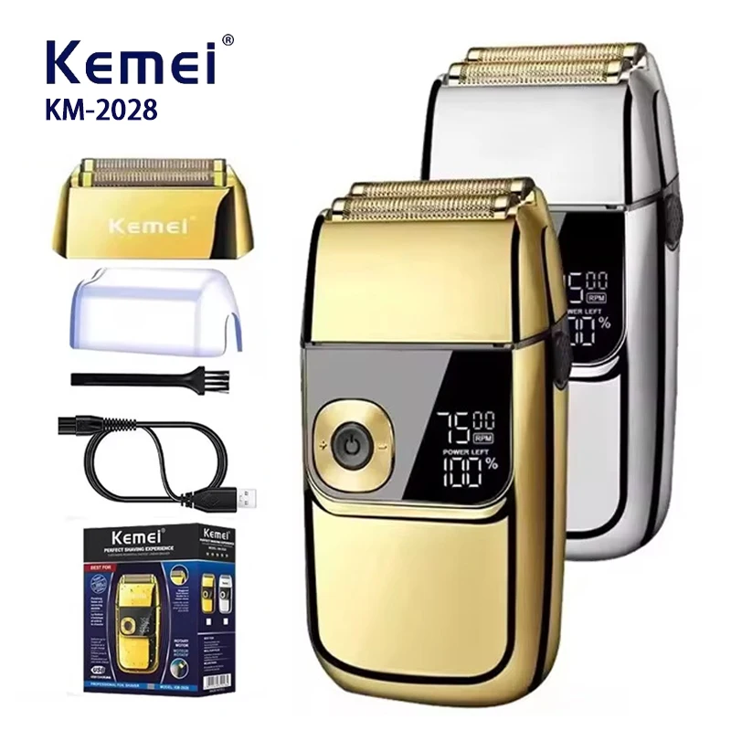 Kemei Beard Trimmer Professional Face Shaver Three-speed Adjustable Haircuts Machine LCD Display Beard Shaver For Men KM-2028