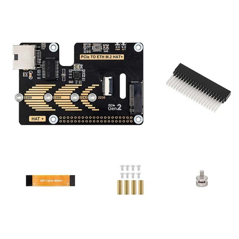 

T69C Micro-Snow Berry Pi 5 PCLE To Gigabit Ethernet /M.2 Transfer Board HAT+Standard Antioxidant Sinking Gold
