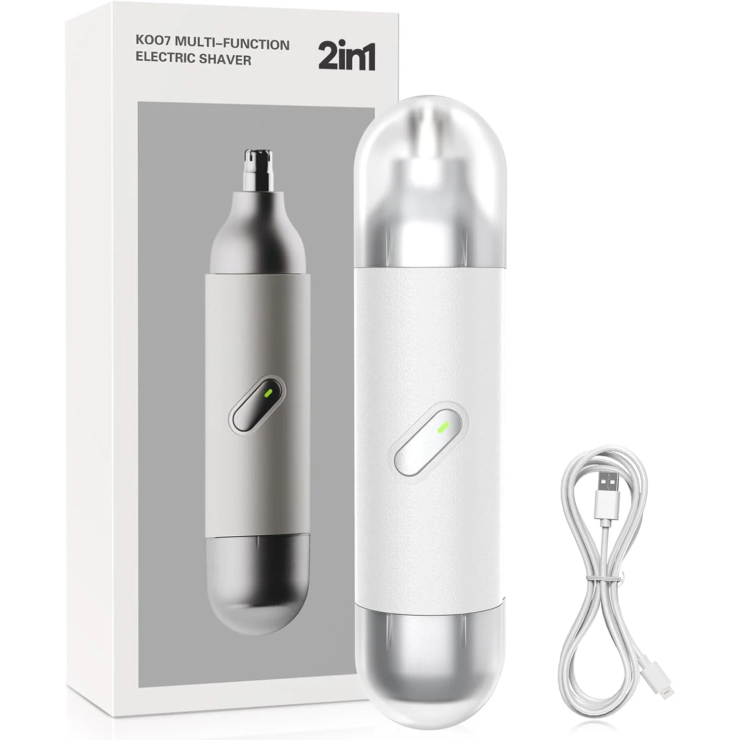 Nose & Beard Trimmer, USB Rechargeable with Vacuum Suction System, Dual-Blade Easy to Clean, for Men and Women, Portable