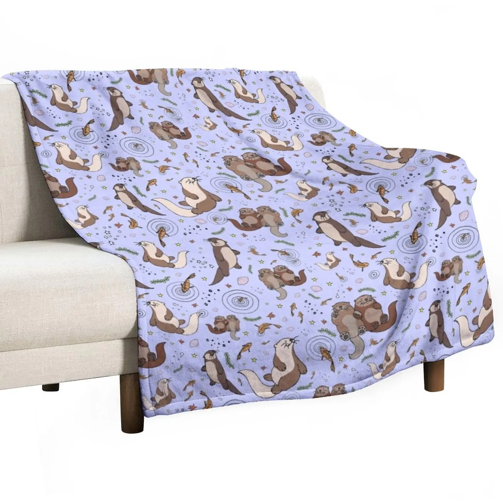 Otters in Purple Throw Blanket Multi-Purpose Thin Blanket