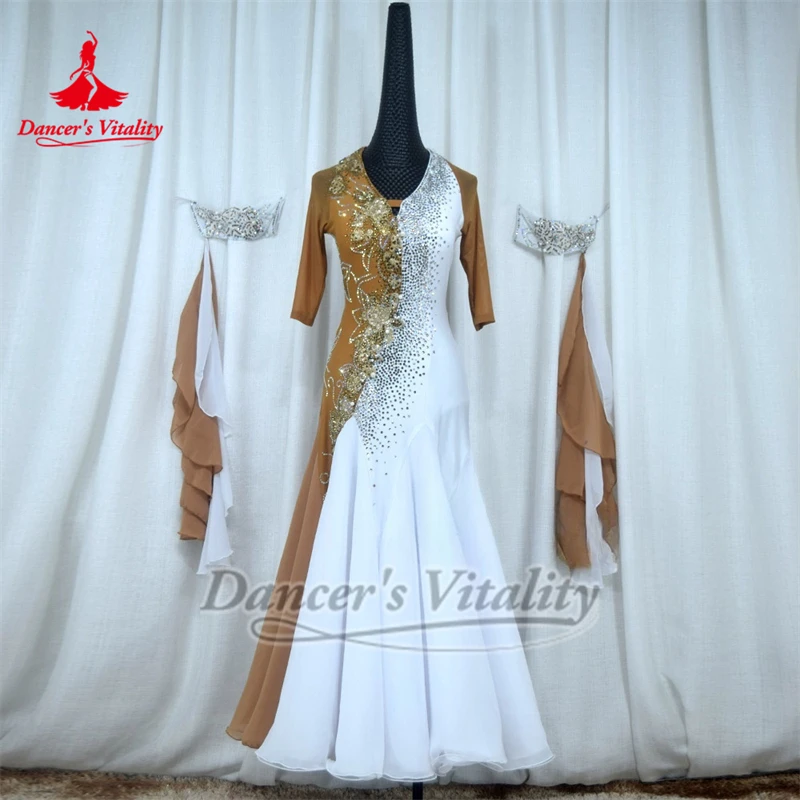 

Цвет кожи для бальных танцев + белый, сочетание вместе, платья с короткими рукавами, жизненная танцовщица, вальс, одежда для выступлений и конкурсов по индивидуальному заказу