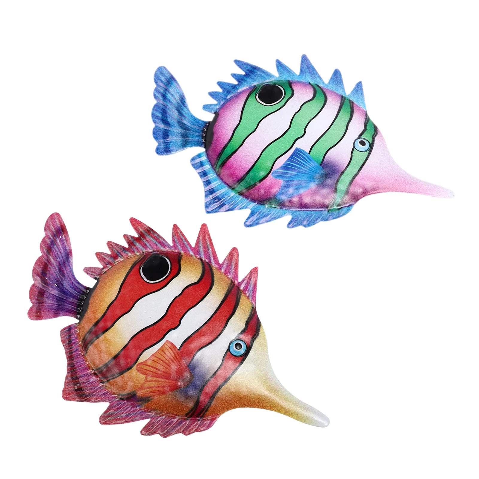 

2Pcs Fish Wall Decor Colorful Lifelike Metal Hanging Fish Ornament Bedroom Living Room Wall Art Office Garden Decoration