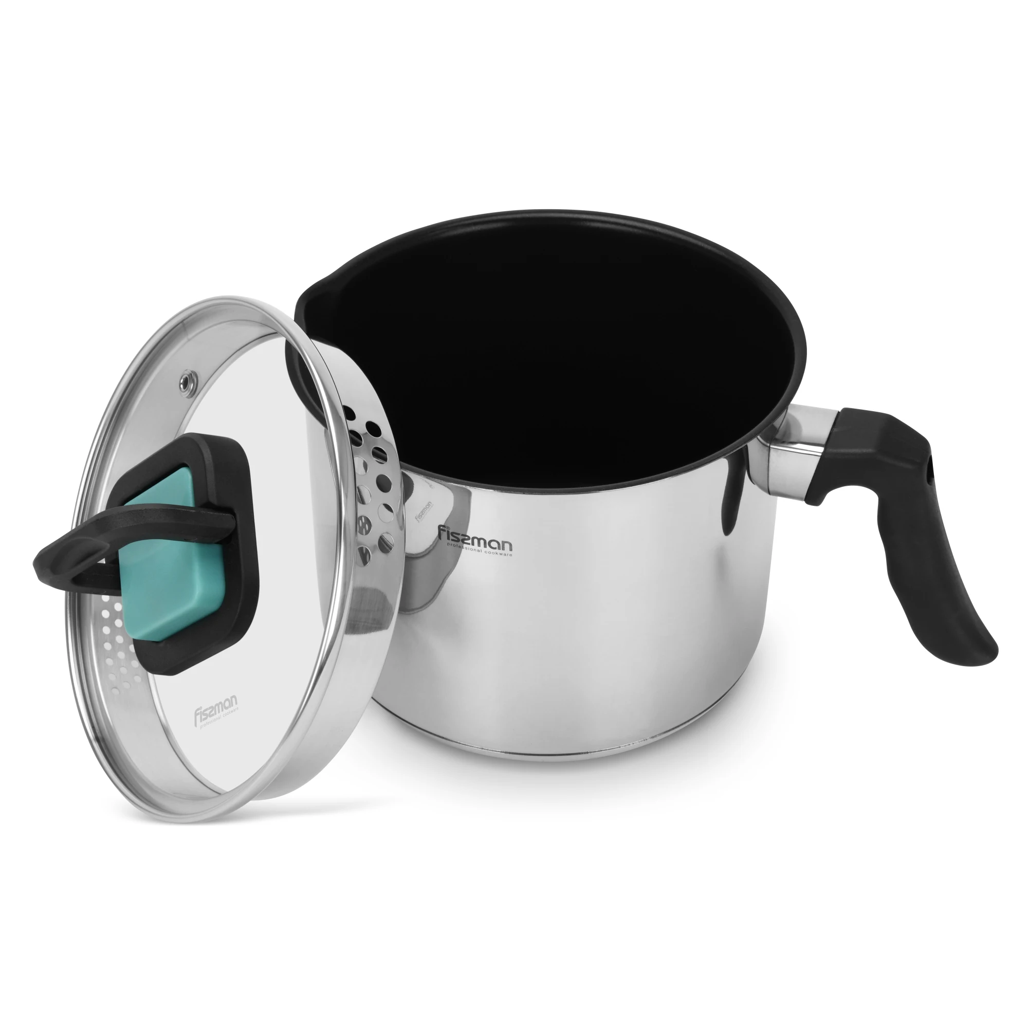 Kitchen Cooker Induction Stainless Steel 16cm Milk Pot 2.5 Ltr With Glass Lid Cookie Hot Chocolate