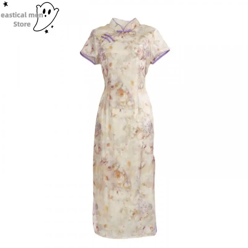 Robe de princesse de Style chinois pour femmes, longue imprimée Qipao, Robe de soirée, de Banquet, cadeau d'anniversaire, nouvelle collection 2025