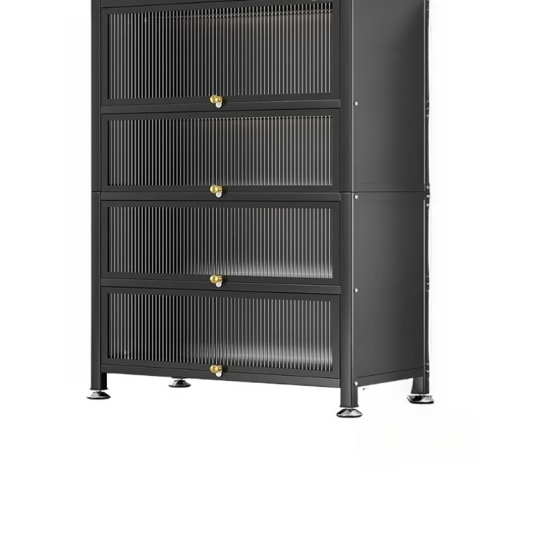

Kitchen storage cabinet Floor to ceiling multi layer rack Multifunctional with door Microwave Storage movement